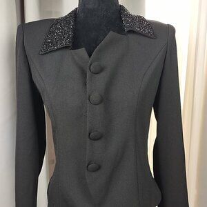Jessica Howard Black 2 Pc Jacket and Pants, Petite Size 4